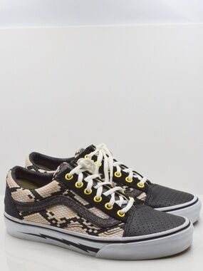Vans Customs Shoe Sneakers Snake Skin Canvas Leather Heel and Toe Size 7.5